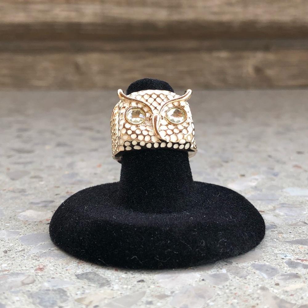 Owl Ring - Gold & White - Size 6